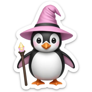 Penguin With Light Pink Witch Hat  sticker