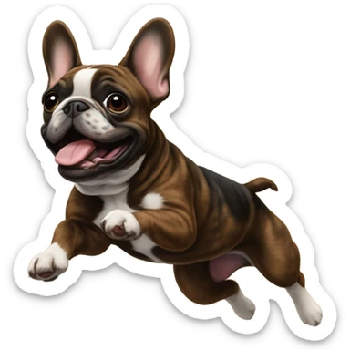 Brindle frenchie jumping  sticker