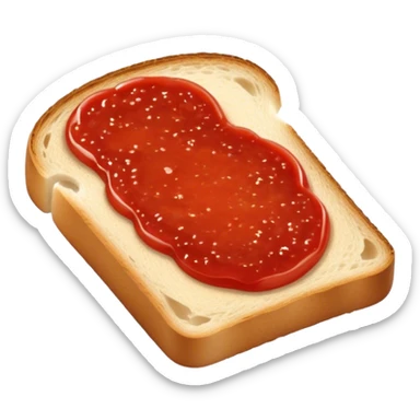 slice of bread with with a line small amount of tomatoe sauce on top sticker