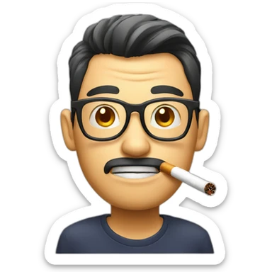 HongKong guy glasses worry face smoking sticker