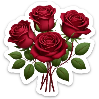 burgundy red rose bouquet sticker