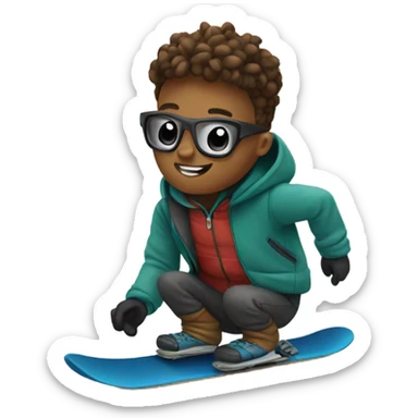 Pip riding a snowboard sticker