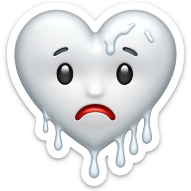 The heatbroken emoji in white with sticky white liquid Ozzing out of it with no face sticker
