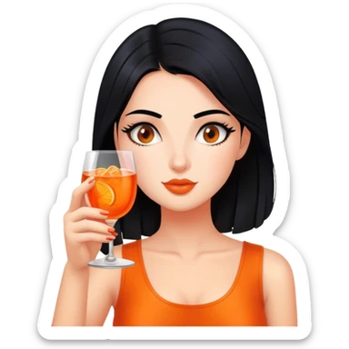 Girl with black hair drinking aperol spritz sticker