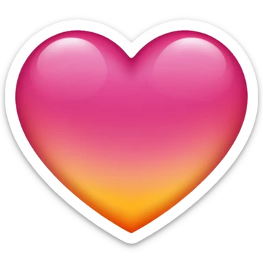 Dark pink to orange to yellow to orange to dark pink portrait gradient heart sticker