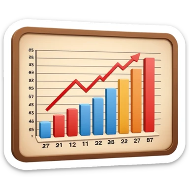 a board with a paper, the paper has bar graph in it, in neutral color sticker