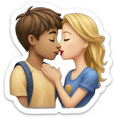 Girl and Boy Both Kissing on Lips  sticker