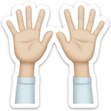Two hands with the palms separated but finger tips touch sticker
