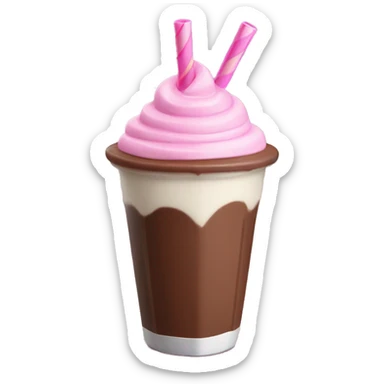 Chocolate milkshake with a pink straw sticker