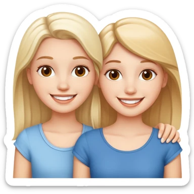 3 white girls happy friends sticker