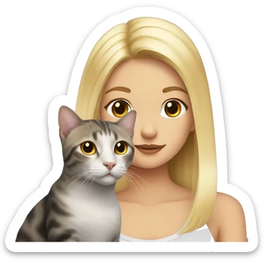 Cat with blonde girl sticker