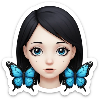 emo black butterfly sticker