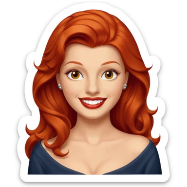 Rita Hayworth with long red hair, hazel eyes sticker