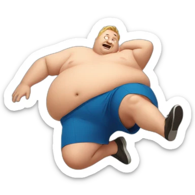 fat man falling sticker