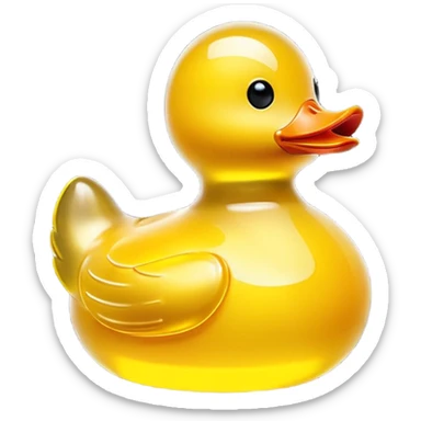 glowing glass rubber duck,  minimalistic yellow transparent glass 3d neon glowing sticker