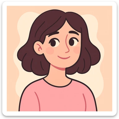 tasteful portrait of a brunette woman, soft pastel colors, gentle expression, pastel toon style sticker