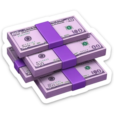 billetes en 3d morados en png sticker
