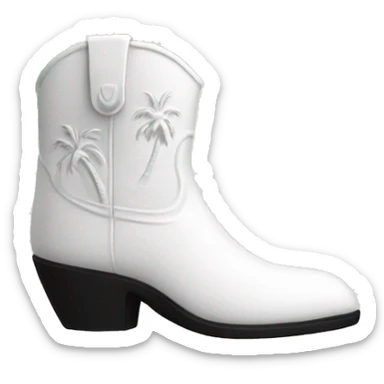 White cowgirl boot vase with palm tree  sticker
