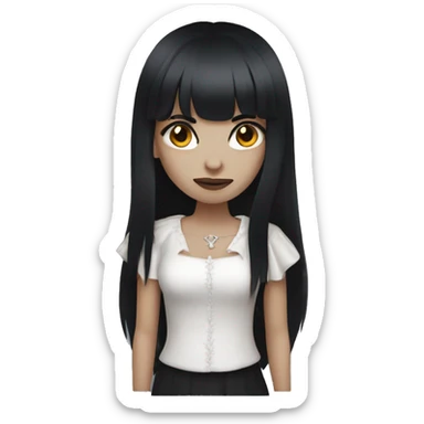 vampire girl with long black hair and bangs sticker