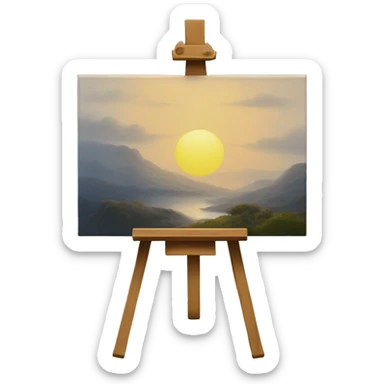 easel with a painting
 sticker
