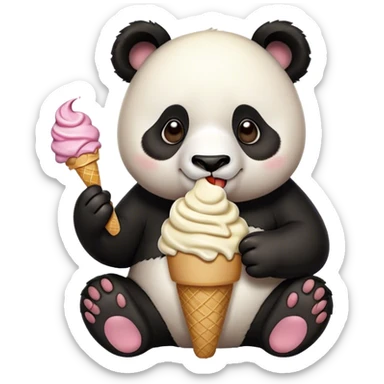Panda eating ice cream sticker