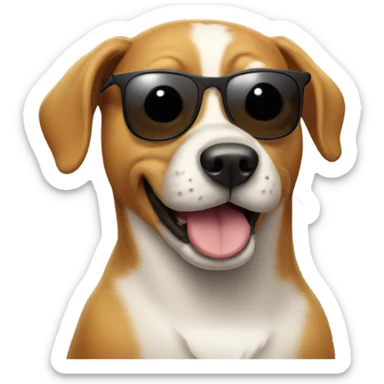 Dog pooping with sunglasses on sticker