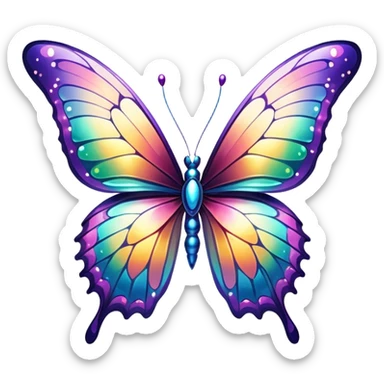 Iridescent big giant glistening glossy sparkly shiny glittery butterfly sticker