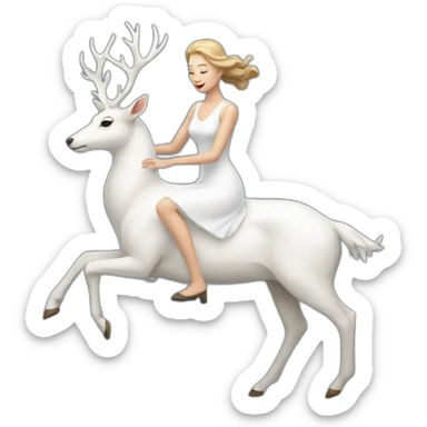 A woman in a white dress riding a white deer sticker