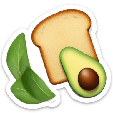 Slice of Bread with one Salad leaf and Avocado slice on top sticker