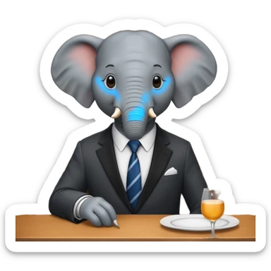 elephant at a restaurant table sticker