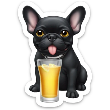 a black french bulldog drinking tequila sticker