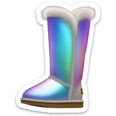 Realistic iridescent Sparkle glitter and fur Ugg boots. sticker