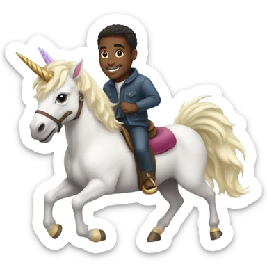 unicorn with an african american male riding  sticker