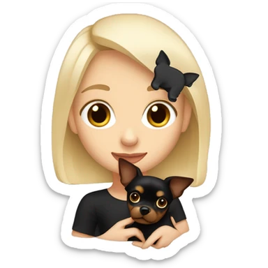white blonde girl holding black chihuaha tan chihuaua and brown dachsund sticker