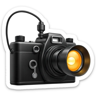 photo camera with a small lamp next to it sticker