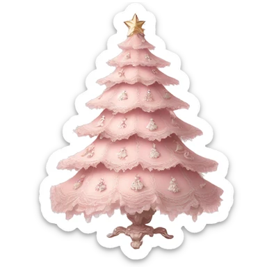 vintage rococo light pink christmas tree with lace and frills sticker