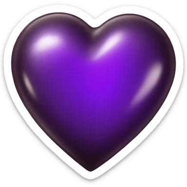 Shiny glass dark chocolate purple heart  sticker
