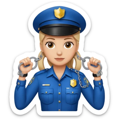 police woman hand cuffs one hand sticker