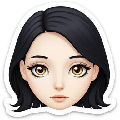 Pale girl with long black hair and eyeliner sticker