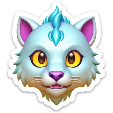 Clash of Clans aesthetic: Cinematic Playful Beast Emoji, rendered in a 3D vector-style similar to standard emojis with minimal shading and bold, simplified shapes. A compact, isometric mythical creature with wild, majestic features and fierce yet endearing eyes, softly glowing with a primal enchanted charm. Simplified yet unmistakably iconic, highly detailed and consistent, glowing with a soft radiant shine and high polish. Stylized with a touch of mythical wildness and a soft glowing outline, capturing the essence of a legendary beast with a friendly, playful allure! sticker