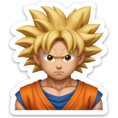Emoji San goku plus petit niveau image , concentrer comme avant un combat contre un adversaire  sticker