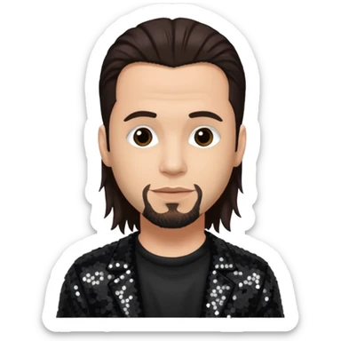 David Silveria from Korn with dark brown hair, light skin, black sequin outfit sticker