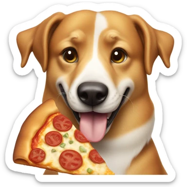 Dog eating a pizza sticker