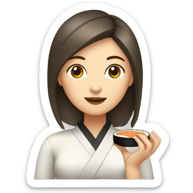 femme voilé qui mange des sushi sticker