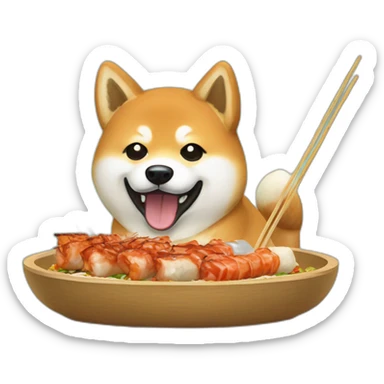 Shiba eating yakitori sticker