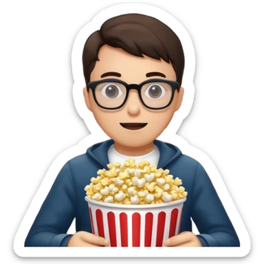 Movies cinema glasses and popcorn sticker
