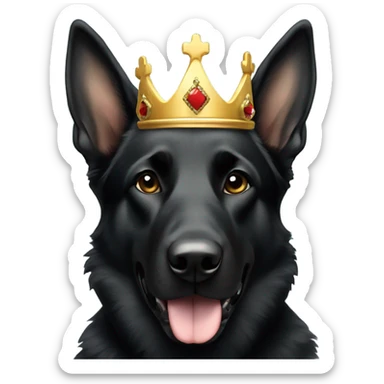 Black German Shepherd with a crown sticker