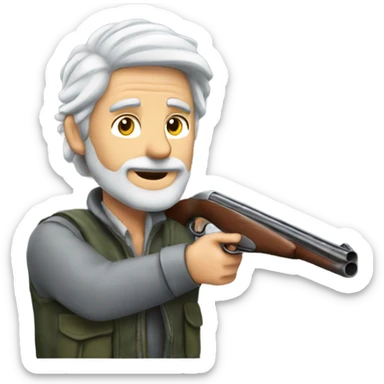 Long grey haired man Clay pigeon shooting sticker