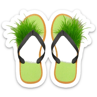 flip flops with grass on the inside top surface of the flip flop sticker