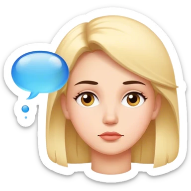 woman thinking bubble next to her sticker